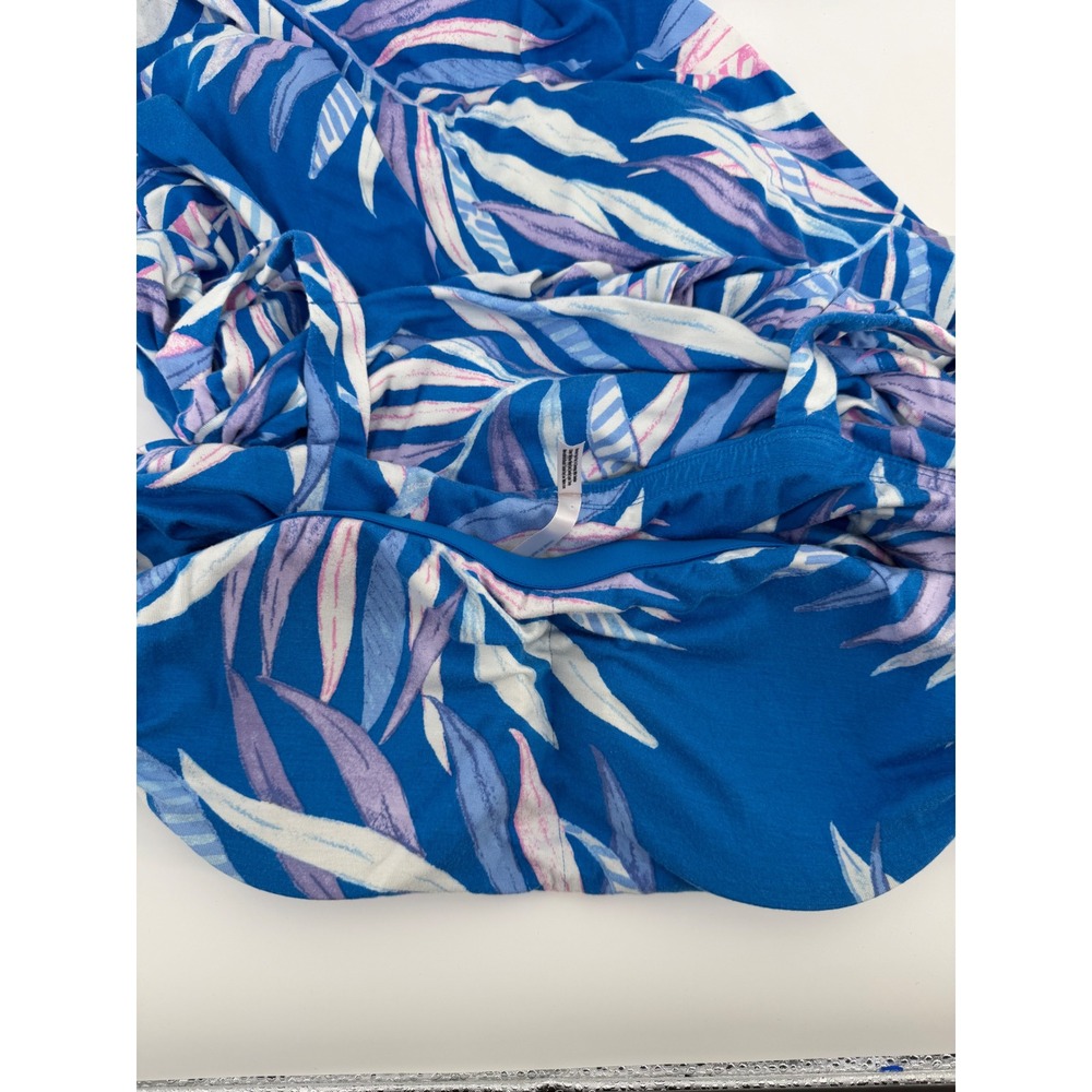 Soma Tank Dress XXL Blue Tropical Print Built In Bra Padded Sundress Stretch - Picture 5 of 8